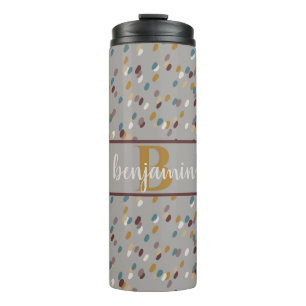 Moderne monogrammierte Taupe-Wärmetasse Thermosbecher