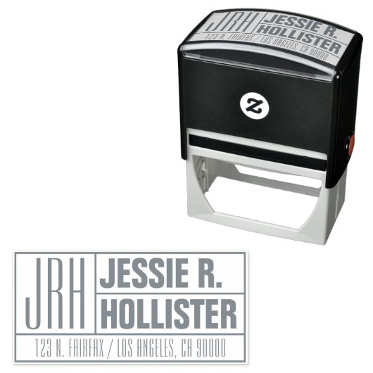 Moderne Monogrammnamen oder geschäftliche Rücksend Permastempel (Beispiel)