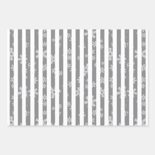 Moderne Monotone Schwarz-weiße Schneeflocke Geschenkpapier Set (Vorderseite)