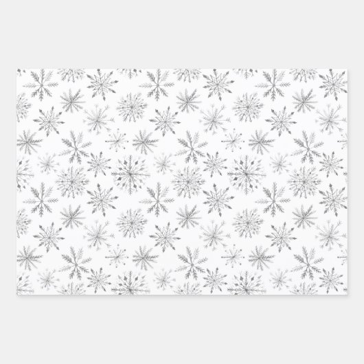 Moderne Monotone Schwarz-weiße Schneeflocke Geschenkpapier Set (Vorderseite 3)
