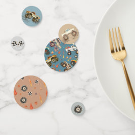 Moderne Monster Trucks Racing Reifen Wasserfarbe Konfetti