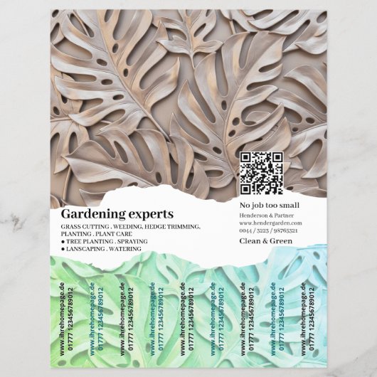 Moderne Monstera-Blatt Hintergrund Flyer (Vorne)