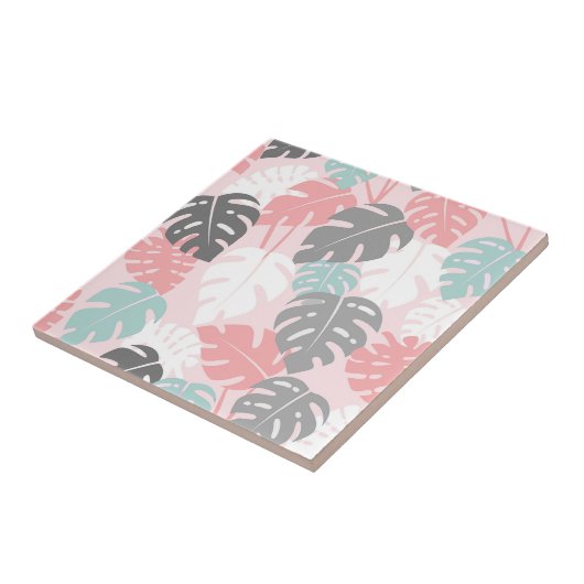 Moderne Monstera-Blätter Muster tropisch Fliese (Seite)