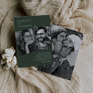 Moderne Moosgrüne Foto-Hochzeitseinladung Einladung