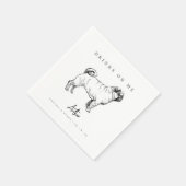 Moderne Mops Hundetrinks auf Mich-Haustier-Hochzei Serviette (Ecke)