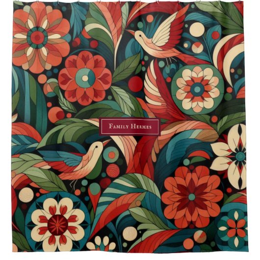 Moderne Morris-Kunst Duschvorhang (Vorderseite)