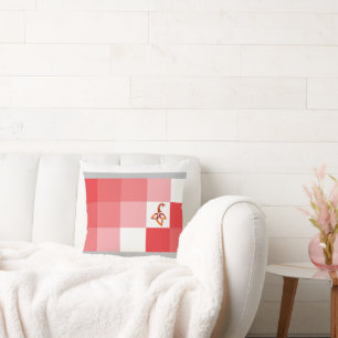 Moderne Mosaik: Crimson & Blush geometrischer Poly Kissen
