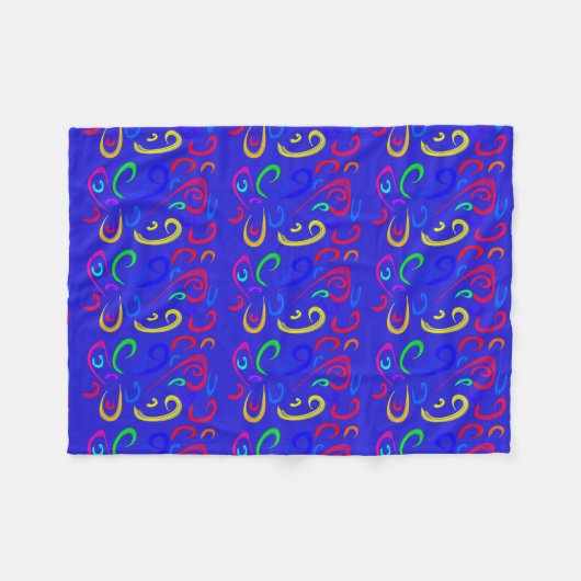 Moderne Mosaike im blauen Hintergrund Fleecedecke (Vorderseite (Horizontal))