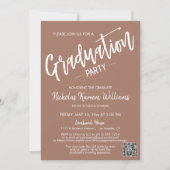 Moderne Moscha Mousse QR Code Foto Graduation Part Einladung (Vorderseite)