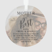 Moderne "MOTHER" 2 Foto Name & Zitat Weihnachten Ornament (Rückseite)