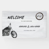Moderne Motorrad Adventure Biker Wedding Willkomme Banner (Horizontal)