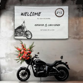Moderne Motorrad Adventure Biker Wedding Willkomme Banner