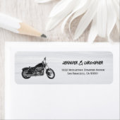 Moderne Motorradfahrer-Hochzeitssemble-Rücksendead (Insitu)