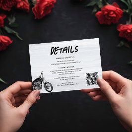 Moderne Motorradfahrer QR-Code Hochzeitsdetails Begleitkarte