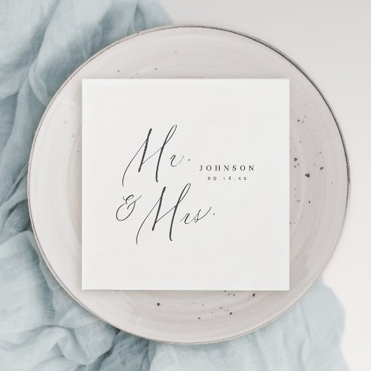 Moderne Mr. and Mrs. script minimalistische Hochze Serviette