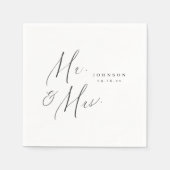 Moderne Mr. and Mrs. script minimalistische Hochze Serviette (Vorderseite)