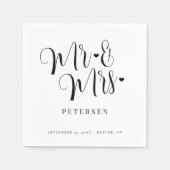 Moderne Mr. and Mrs. script Serviette (Vorderseite)