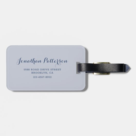 Moderne Mr. Groom Indigo und Stone Wedding Paare Gepäckanhänger (Rückseite horizontal)