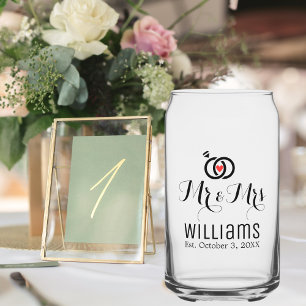 Moderne Mr. Mrs. Name Datum & Ringe Design, Hochze Dosenglas
