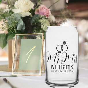 Moderne Mr. Mrs. Name Datum & Ringe Design, Hochze Dosenglas