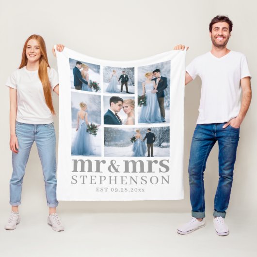 Moderne MR UND MRS 6 Foto Wedding Keepake Fleecedecke (Beispiel)