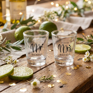 Moderne Mr. Verlobung Name Shot Glass Schnapsglas