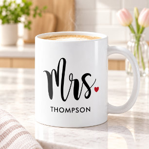 Moderne Mrs Calligraphy Herz Monogramm Kaffeetasse