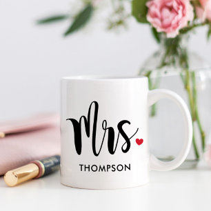 Moderne Mrs Calligraphy Herz Monogramm Kaffeetasse