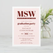 Moderne MSW Master of Social Work Abschlussfeier Einladung (Stehend Vorderseite)