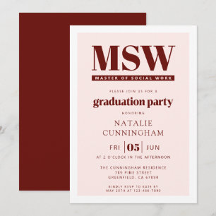 Moderne MSW Master of Social Work Abschlussfeier Einladung