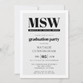 Moderne MSW Master of Social Work Abschlussfeier Einladung (Vorderseite)