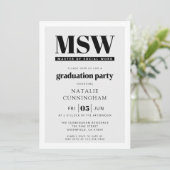 Moderne MSW Master of Social Work Abschlussfeier Einladung (Stehend Vorderseite)