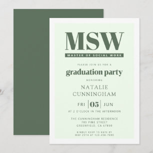Moderne MSW Master of Social Work Abschlussfeier Einladung