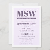Moderne MSW Master of Social Work Abschlussfeier Einladung (Vorderseite)