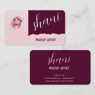 Moderne MUA Business Card im Burgundy Theme Edita Visitenkarte