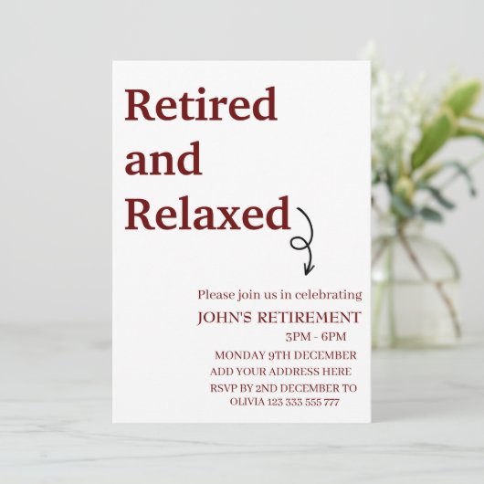 Moderne, müde und entspannte Pension Funny Custom Einladung (Stehend Vorderseite)