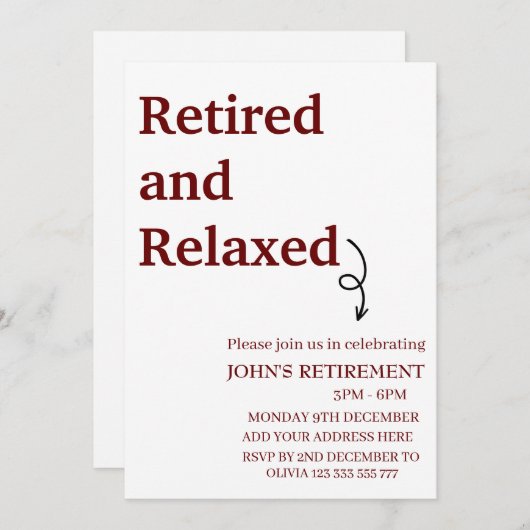 Moderne, müde und entspannte Pension Funny Custom Einladung (Vorne/Hinten)