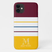 Moderne Mulberry- und Bernstreifen Mit Monogramm Case-Mate iPhone Hülle (Rückseite)