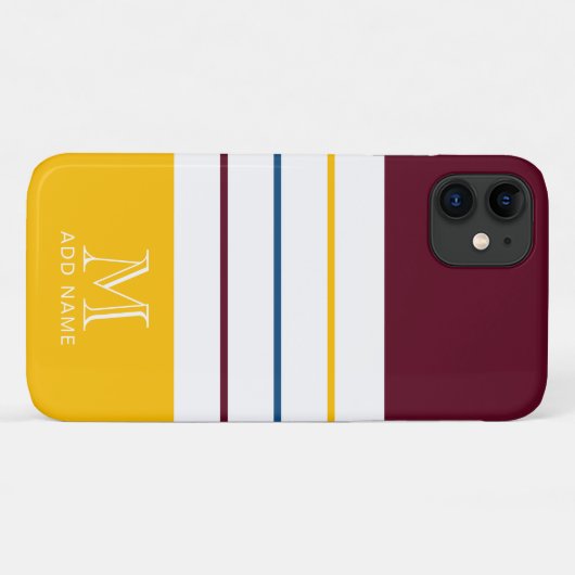 Moderne Mulberry- und Bernstreifen Mit Monogramm Case-Mate iPhone Hülle (Rückseite (Horizontal))