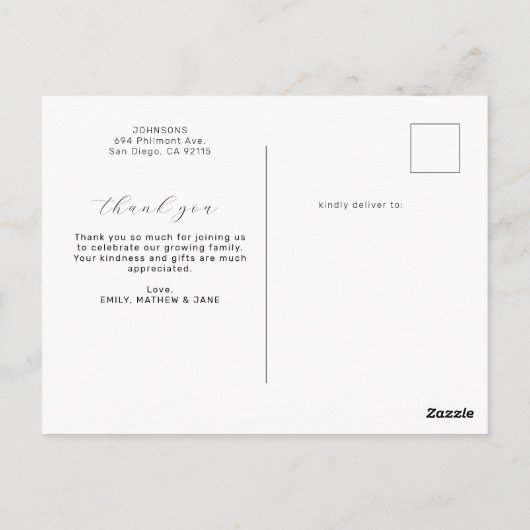 Moderne Multi 7 Foto Collage Geburtsankündigung Postkarte (Rückseite)