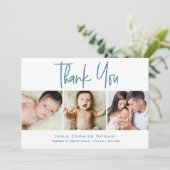 Moderne Multi Baby Fotos Neugeborene Dankeskarte (Stehend Vorderseite)