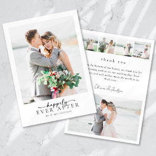 Moderne Multi-Bild-Happily-Ever-After-Hochzeit Dankeskarte
