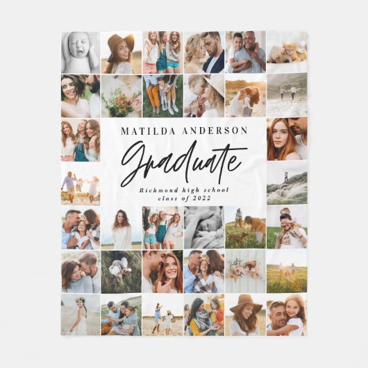 Moderne Multi-Foto-Absolventin stilvolle Klasse vo Fleecedecke (Vorderseite)