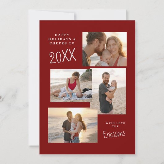 Moderne Multi-Foto Collage Card Feiertagskarte (Vorderseite)