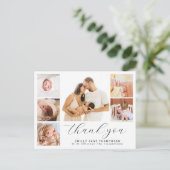 Moderne Multi-Foto Collage Geburtsankündigung Postkarte (Stehend Vorderseite)