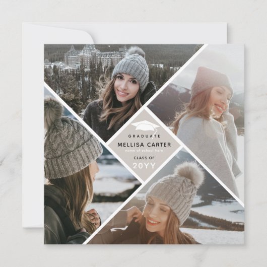 Moderne Multi-Foto Collage Graduation Party Einladung (Vorderseite)