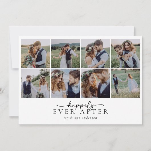 Moderne Multi-Foto Collage Hochzeit Dankeskarte (Vorderseite)