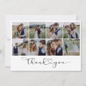 Moderne Multi-Foto Collage Hochzeit Dankeskarte (Vorderseite)