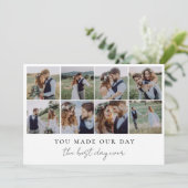Moderne Multi-Foto Collage Hochzeit Dankeskarte (Stehend Vorderseite)