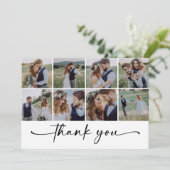 Moderne Multi-Foto Collage Hochzeit Dankeskarte (Stehend Vorderseite)